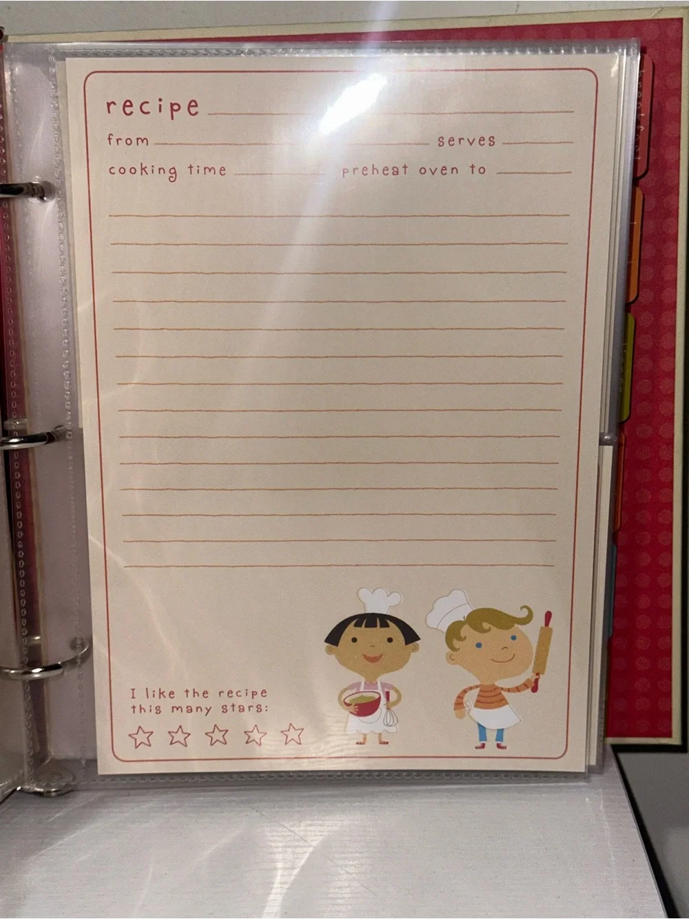 Source Unknown Kids Recipe Organizer Binder - Cream & Pink